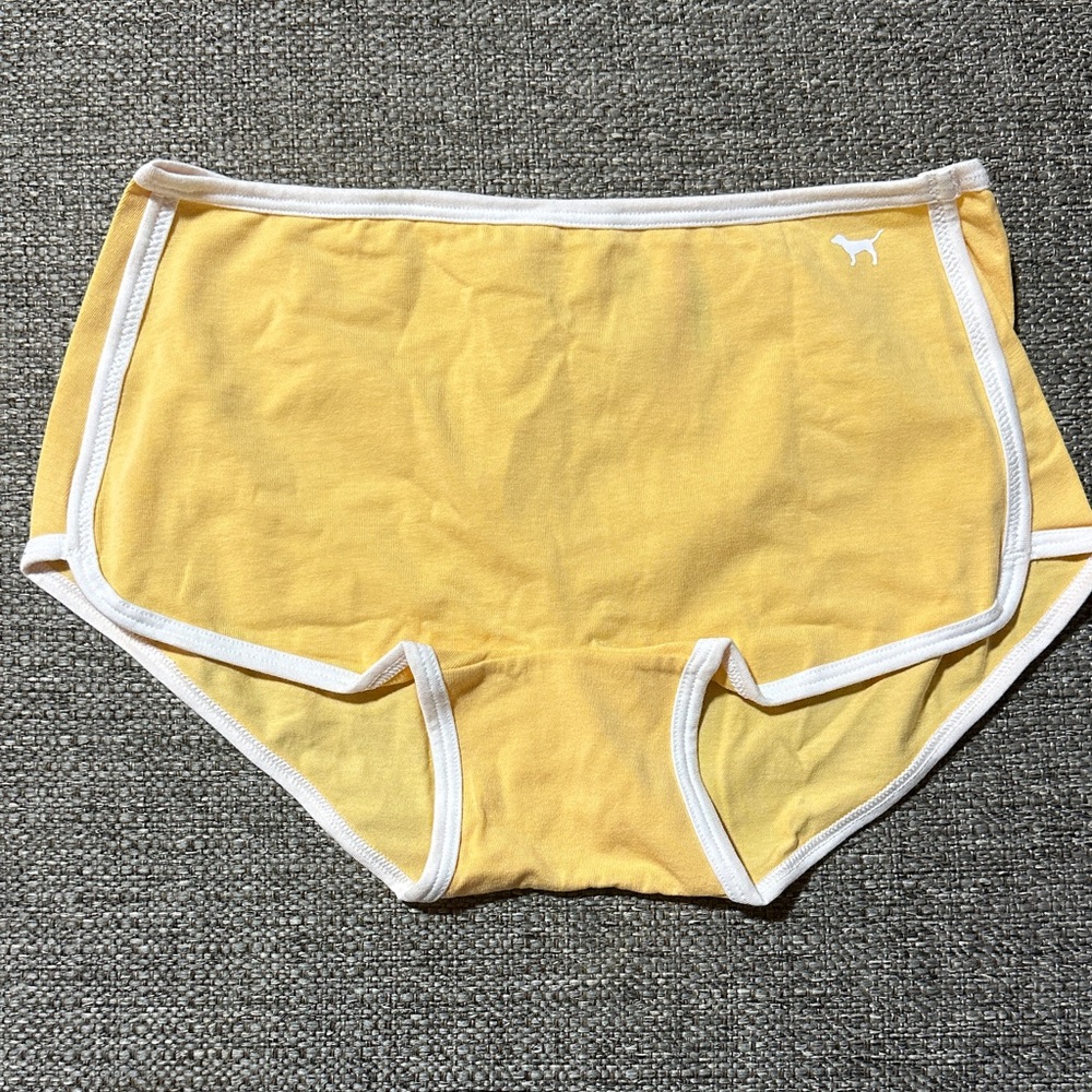 PINK Victoria’s Secret Yellow Boyshort with White Trim